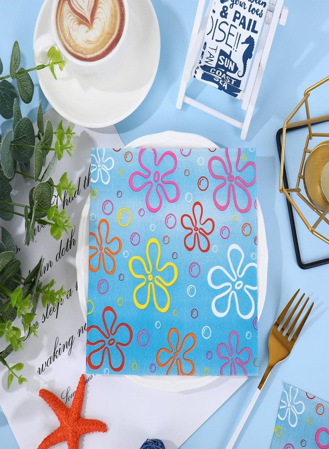 JarThenaAMCS 50Pcs Cartoon Sponge Paper Napkins Colorful Bikini Flower Disposable Napkins Under the Sea Luncheon Dinner Napkin for Cartoon Themed Birthday Party Tableware - Image 3